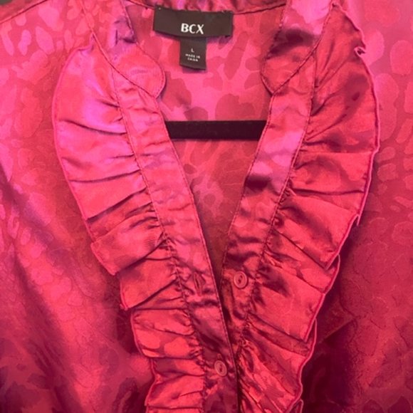 BCX Raspberry ruffle top size Large - Picture 2 of 7